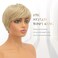 FESHFEN Pixie Cut Wigs Synthetic Short Blonde Pixie Haircut Wig with Bangs Glueless Layered Wig Wavy Wigs for Women