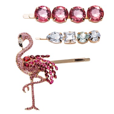 LALAFINA 3pcs Flamingo Crystal Pin Clips Rhinestone Hair Clips Elegant Accessories Acrylic Resin Hair Clips Styling Hair Barrettes Tools Hair Pins Decorative for Women Girls