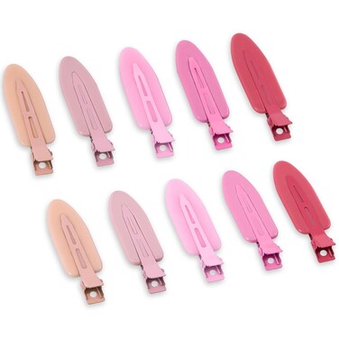 10 Pcs Creaseless No Crease No Bend Flat Hair Clips For Styling No Slip Makeup Clips For Women Salon Hairstyle,Gradual Pink Rose Red