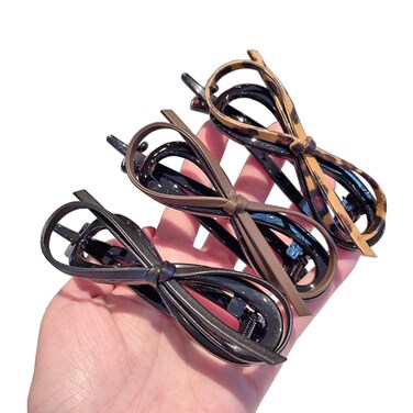 Flat Hair Clips with Bow for Women, Flat Hair Claw Clips for Thick Long Hair, Non-Slip Hair Barrettes with Bow for Women Flat Hair CLips with Hook Flat Hair Clips with Small Teeth