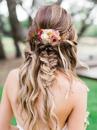 Latious Flower Bride Wedding Hair Comb White Floral Bridal Hair Clip Leaf Hair Piece Rose Hair Accessories for Women and Girls (Pink)