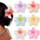 6Pack Plumeria Flower Hair Clips for Women - Gradient Big Flower Acrylic Hair Clip Sweet Hairpins Hair Clips Crab Clamps Barrettes Hawaiian Non-Slip Fashion Beach Hair Accessories