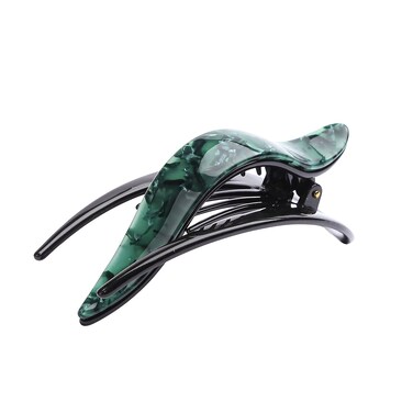4.3" Celluloid French Design Tortoise Shell Barrettes Side-slide Opening Duck Luxury Fashion Accessories Hair Clip Claw for Women, pack of one(Forest)