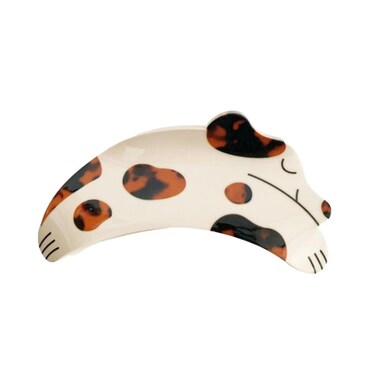 Cute Spotted Rhinestones Dog Claw Clips Large Hair Claw Clips for Thick Hair, Acrylic Celluloid French Butterfly Jaw Clips, Strong Hold for Women Girls (Coffee Spotted)