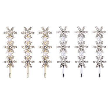 FRCOLOR 6Pcs Sparkling Crystal Hair Clips Flower Rhinestone Hair Clip Christmas Snowflake Hair Clips Rhinestone Bobby Hair Accessories Christmas Hairpin for Women