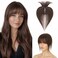 Human Hair Topper with Bangs for Women, 360&deg; Cover 3D Bangs Clip in Hair Toppers Hair Piece Dark Brown Clip on Fake Bangs Topper Hairpiece Hand-tied Silk Base Topper (Dark Brown)