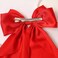 Furling Pompoms Hair Bows for Women - Pack of 2 Red Hair Bow Clips for Girls Satin Big Bows Long Tail Alligator Clip Ribbon Hair Barrette Hair Accessories for Bridal Bachelorette Party