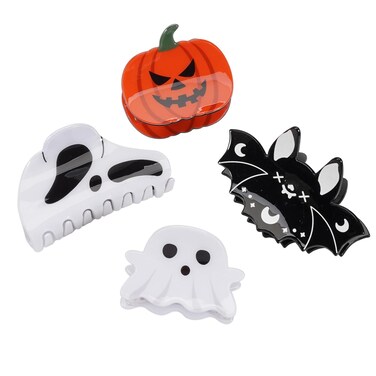 4pcs Pumpkin and Ghost Hair Claw Clips, Halloween Hair Jaw Clips, Cosplay Party Theme Styling Hair Clips, Hair Accessories for Women