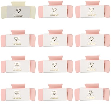 Bridesmaid Hair Claws Bachelorette 4.1 Inch Square Hair Clips Set of 12 Bridal Shower Hair Claw Clips ideas Gift for Wedding Party Favors Bridesmaid Proposal Gifts (White&amp;Pink)