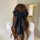 TULOBI Big Bow Barrettes Long Tail French Hair Bow Silky Satin Metal Hair Clip Hair Bowknot Clips Accessories for Women Girls (Black 1pc)