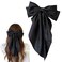TULOBI Big Bow Barrettes Long Tail French Hair Bow Silky Satin Metal Hair Clip Hair Bowknot Clips Accessories for Women Girls (Black 1pc)