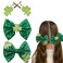4 Pcs St Patrick&rsquo;s Day Hair Bow Clips Glitter Shamrock Hair Accessories Sparkle Green Hair Bows With Shamrocks Alligator Clips for Women Girls Green Clover Hairpins Party Favors