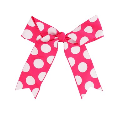 Jumbo Bow Clip with Tails Large Polka Dot Hairbow, 1 Piece (Hot Pink)