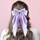 Women's Hair Accessories - 4Pcs Oversized Satin Long Tail Bowknot Hair Clips with Metal Barrettes in Beige, Pink, Blue, Purple