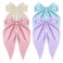 Women's Hair Accessories - 4Pcs Oversized Satin Long Tail Bowknot Hair Clips with Metal Barrettes in Beige, Pink, Blue, Purple