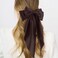 Silky Satin Hair Accessories - 4Pcs Large Oversized Ribbons, Long Tail Bowknot Barrettes with Metal Clips for Women and Girls in Beige, Black, Brown, Khaki