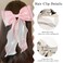 Large Hair Bow Clips for Women Pink Bright Silk Hair Bow Clips Long Tail French Hair Ribbon Coquette Bows Hair Accessories for Girls