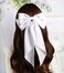 Furling Pompoms Hair Bows for Women,Large Satin Silky Hair Bow Clips Ribbon Long Tail French Barrette Hair Clamps Girls Hair Accessories Party Wedding Christmas Thanksgiving (Pink/White)