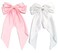 Furling Pompoms Hair Bows for Women,Large Satin Silky Hair Bow Clips Ribbon Long Tail French Barrette Hair Clamps Girls Hair Accessories Party Wedding Christmas Thanksgiving (Pink/White)
