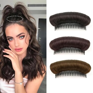 3Pcs Hair Bun Invisible False Hair Clip Natural Fluffy Hair Pad Styling Insert Tool Bump Up Comb Clip Bun Hair Fluffy Hair Pad for Women Girls Thinning Hair Accessories