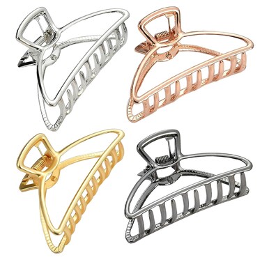 HH&amp;LL Hair Clips, Metal Hair Claw Barrette Clamp Jaw for Women (4, Black+Silver+Gold+Rose Golden)