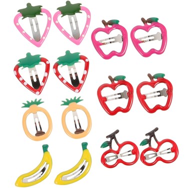 14pcs Fruit Shaped Hair Clips for Kids Girls Adorable Hair Bobby Barrettes Banana Pineapple Strawberry Strawberry Each