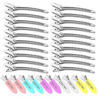 Duck Billed Hair Clips, Metal Alligator Hair Clips with Holes, Hair Pins 30 Pcs, Metal Hair Clips for Styling and Makeup, Silver Perfect for Home Use and Salon, Bows DIY. (30pcs Mixed)