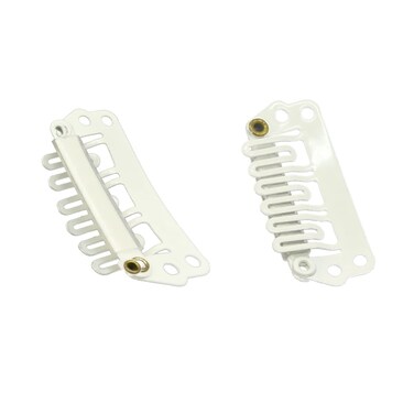 GOO GOO 2pcs Replacement Clips for Hair Extensions - Blonde Stainless Steel 28mm 6-Teeth U-Shape Snap Clips with Soft Rubber