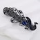 Kercisbeauty Blue Rhinestones Peacock Shape Hair Barrettes Vintage Hair Clasp Thin Hair Hair Accessories (Peacock)