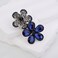 Kercisbeauty Silver Rhinestones Beads Blue Crystal Flower Hair Piece Women Girls Small French Clip Jewelry (Flowers)