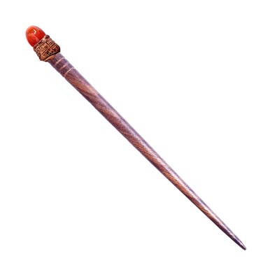 Natural Tumbled Healing Gemstone Crystal Wooden Hair Stick Handmade Gifts Boho Reiki by Smoky Quartz (Carnelian)