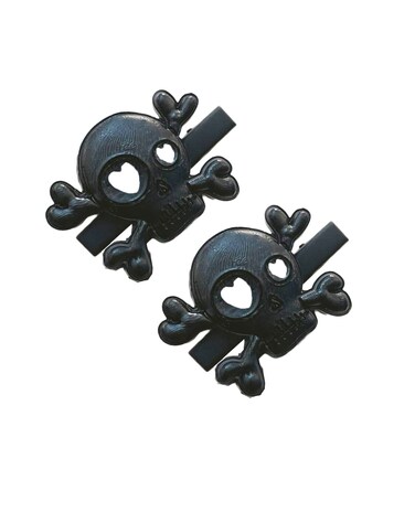 Halloween Skull Hair Clips Skeleton Hair Barrettes Clips Halloween Goth Hair Pin BHWH03 (2 Pcs-Black)