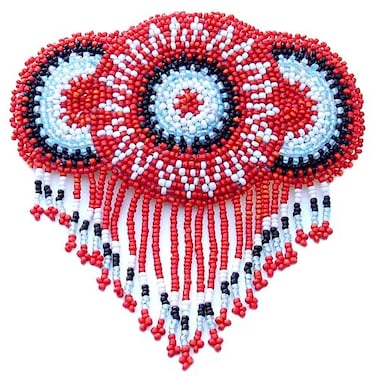 Handmade Beaded Indian Jewelery Hair Barrette/French Clip,Native American Style Beaded Red Rosette Fringe Bead work Hair Accessories for Women Z40/19
