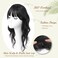 PANEWAY Hair Topper with Bangs Hair Clip 360&deg; 3D Cover Clip in Bangs Natural Black Wavy Fake Bangs Hair Toppers for Women with Thinning Hair Synthetic Hair Pieces For Women