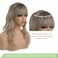 PANEWAY Clip in Bangs with Hair Topper 360&deg; Cover Wavy Bangs Hair Clip on bangs for women Synthetic Hair Pieces Fluffy Fake Bangs for Daily Wear (Ombre Light Brown to Blonde)