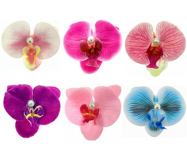 ALIMITOPIA Flower Hair Clip Bohemia Hawaiian Fabric Artificial Moth Orchid Flower Alligator Hair Clip Hairpin Barrette Headdress Bobby Pins Headwear Hair Accessories(4 inches;6pcs)