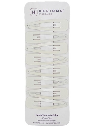 Heliums Large 2.7 Inch Snap Clips - Platinum White - Metal Barrettes, Blends with Hair Color - 8 Count