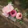 Fangsen Boho Wedding Pink Rose Freesia Floral Comb With Rose Spring Wedding Hair Piece for Women and Girls Silver