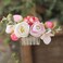 Fangsen Fangsen Silver Wedding Pink white Rose Buds Flower Hair Comb Bridal Headpiece Flower Hair Comb for Brides and Bridesmaids