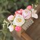 Fangsen Fangsen Silver Wedding Pink white Rose Buds Flower Hair Comb Bridal Headpiece Flower Hair Comb for Brides and Bridesmaids