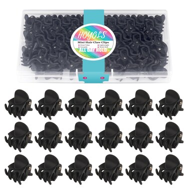 Hoyols 1/2 inch Tiny Hair Clips Matte Black, Small Clamp Claw Clips No Slip No Crease Strong Grip for Women Girls Men Fine Medium Thick Hair Styling Accessories 48 Pcs