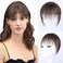 Human Hair Clip in Bangs Wispy Bangs Fringe with Rhinestone Band Age reducing styling Hairpieces for Women Clip on Air Bangs Flat Neat Bangs Hair Extension for Daily Use (Brown)