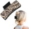 DEEKA Western Hair Clip for Women, Large Genuine Leather Brown and Turquoise Embossed Tooled 4" Hair Claw Clips, Country Girls Cowgirl Stuff, Hair Accessories for Thick Hair - Black