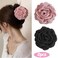 2pcs Rose Flower Hair Claw Clips Large Blooming Rose Hair Clips Floral Hair Clips Hair Claws for Women Girls (Black+Pink)