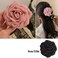 2pcs Rose Flower Hair Claw Clips Large Blooming Rose Hair Clips Floral Hair Clips Hair Claws for Women Girls (Black+Pink)