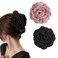 2pcs Rose Flower Hair Claw Clips Large Blooming Rose Hair Clips Floral Hair Clips Hair Claws for Women Girls (Black+Pink)