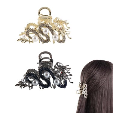 Vctitil 2 Pcs Zodiac Dragon Hair Claws Rhinestone Shark Clip Large Claw Clips Strong Hold Hair Clips Hair Accessories for Women Girls   for Thick Hair