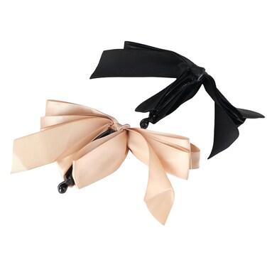 Leadigol Hair Clip Simple Retro Bow Headwear Bowknot High Ponytail Fixed Wome Hair Claw Cloth Ribbon Vertical Clip Banana Clip