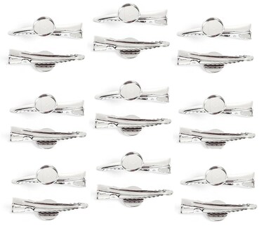 JGFinds Silver Tone Barrette Hair Clips with Cabochon Setting for DIY Crafts &amp; Accessories, 20 Pack for Arts &amp; Crafts