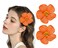 Women's Hawaiian Flower Hair Clips Plumeria Hibiscus Hair Clips 3.5 Inch Artificial Flower Hair Barrettes Hair Accessories for Vacation Beach Party (Orange)